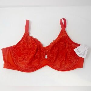 Auden NWT unlined full coverage underwire orange lace bra size 42DDD